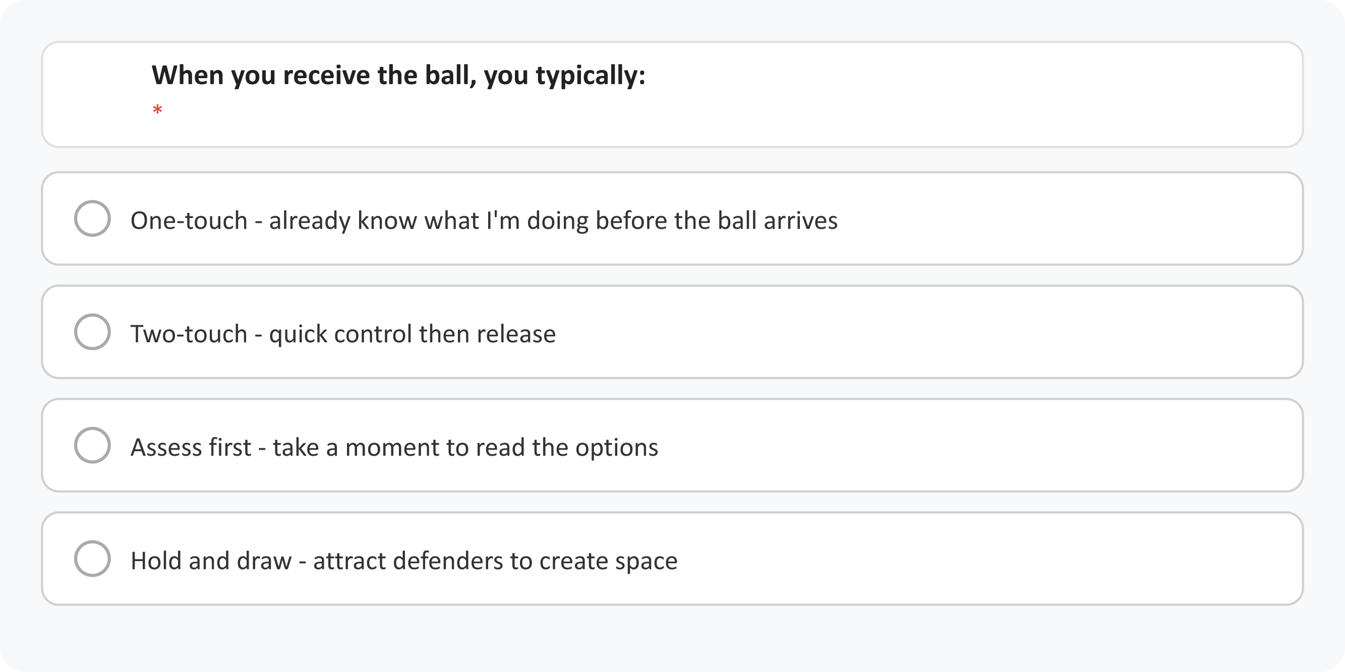 TacticalDNA playing style assessment question